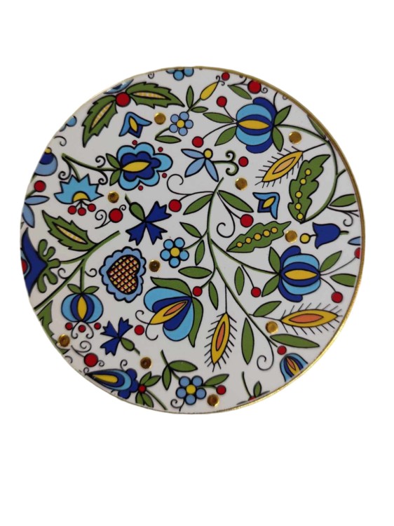 Podkladka-ceramiczna-pod-kubek-haft-kaszubski-okragła