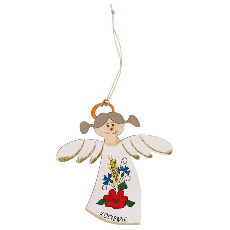 Recznie-malowany-drewniany- aniolek-z-motywem-haftu-kociewskiego