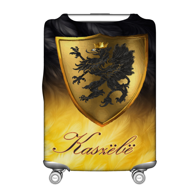 Pokrowiec-na-walizke-kaszubskim-gryfem-napisem-Kaszebe-stylowa-ochrona-bagazu