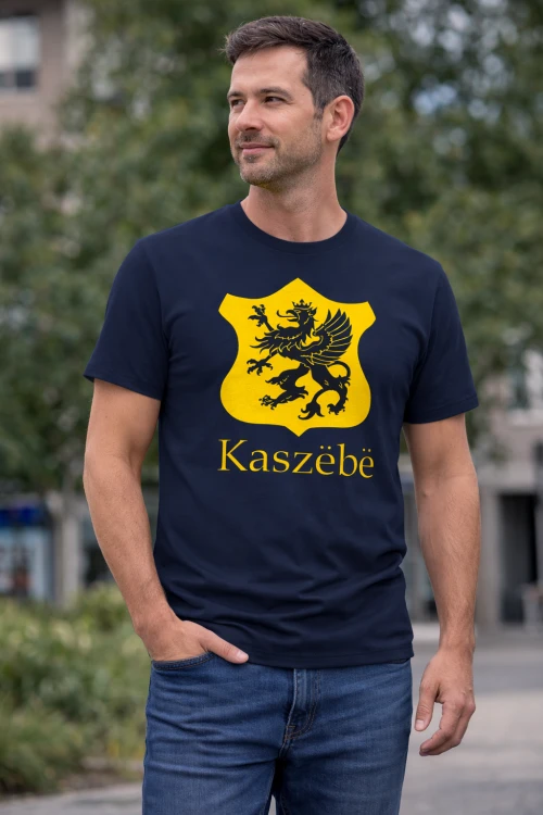 Tshirt-kaszubski-meski-nadrukiem-gryfa-Kaszeb-ekologiczna-koszulka-bawelniana