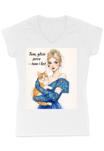 koszulka-damska-dziewczyna-z-kotem-tam-gdzie-serce-tam-i-kot
