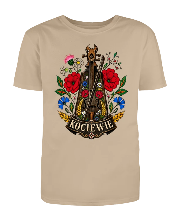 Koszulka-meska-Kociewie-skrzypce-ludowe-kwiaty-haftu-kociewskiego
