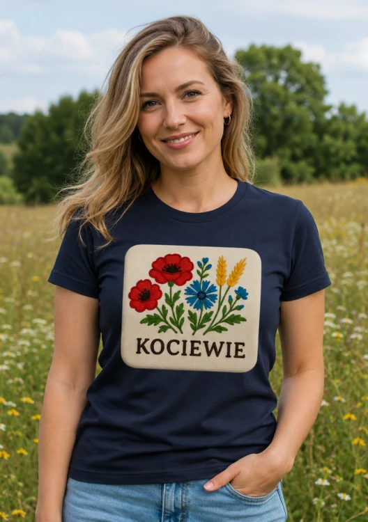 Koszulka-damska-Kociewie-z-kwiatowym-wzorem-folkowym