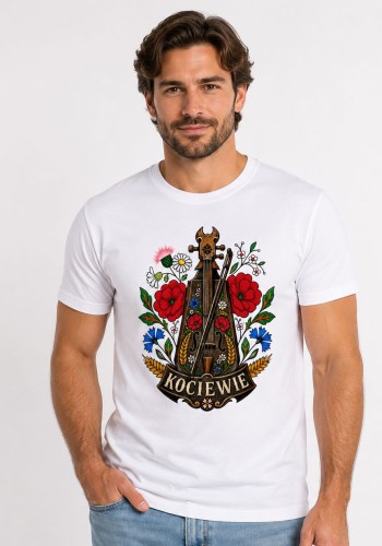 Koszulka-meska-Kociewie-skrzypce-ludowe-kwiaty-haftu-kociewskiego