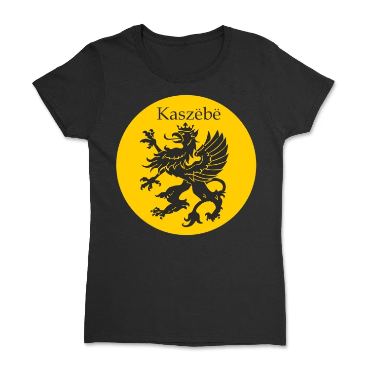 koszulka-damska-kaszubska-z-gryfem-w-zoltym-kole-black