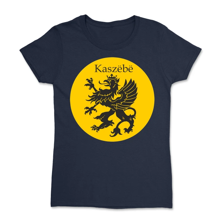 koszulka-damska-kaszubska-z-gryfem-w-zoltym-kole-navy