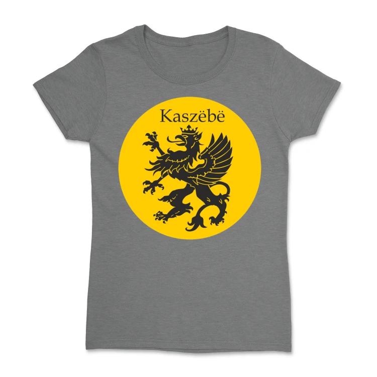 koszulka-damska-kaszubska-z-gryfem-w-zoltym-kole-dark-heather