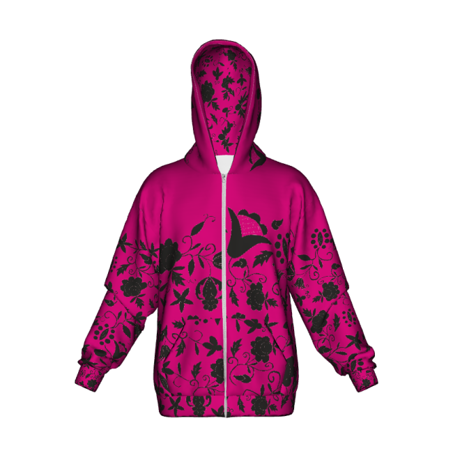 fuksjowa-bluza-rozpinana-czarne-kwiaty-folkowe