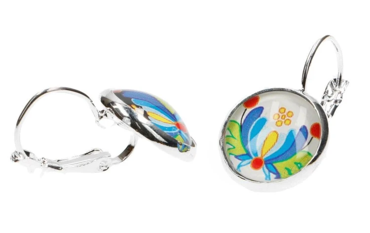 Kolczyki kaszubskie palmeta biała bigle angielskie