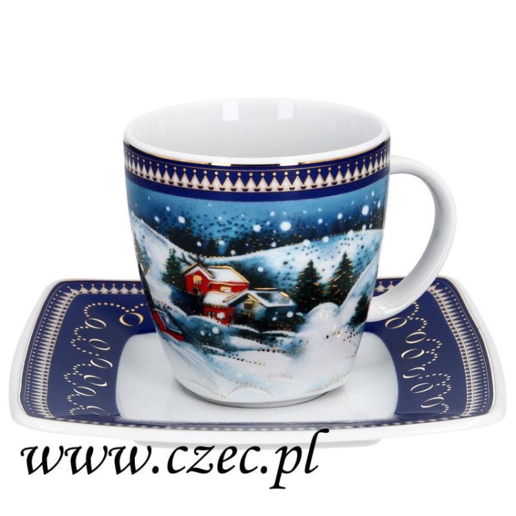 Świąteczna filiżanka i spodek porcelana Lubiana (Wiktoria).jpg